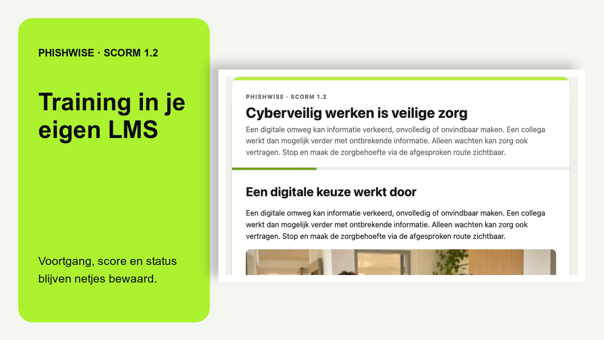Phishwise SCORM 1.2-training in een eigen LMS